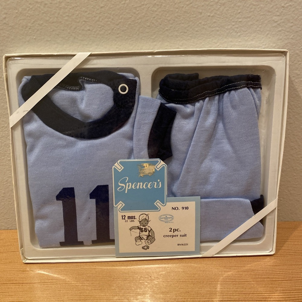 Vintage Spencer's Baby Gift Clothes 2 Piece Creeper Set Made In USA New 12 Mo‎